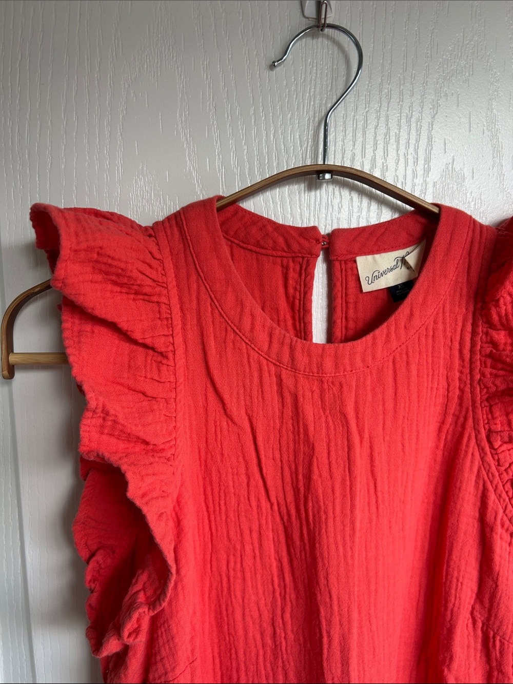 Universal Thread Light Coral Ruffle Sleeve  Gauze Dress - XS